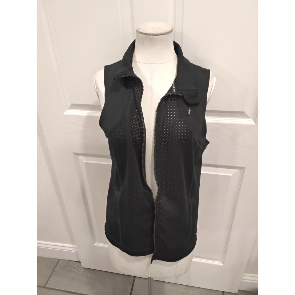 Tommy Hilfiger‎ Sport Womens Black Perforated Zip Up Vest L G Activewear
